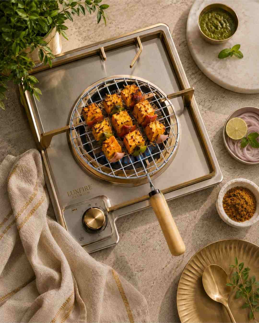 CP26D1 Premium Stainless Steel Papad Jali with Wooden Handle for Roti & Phulka - Image 2