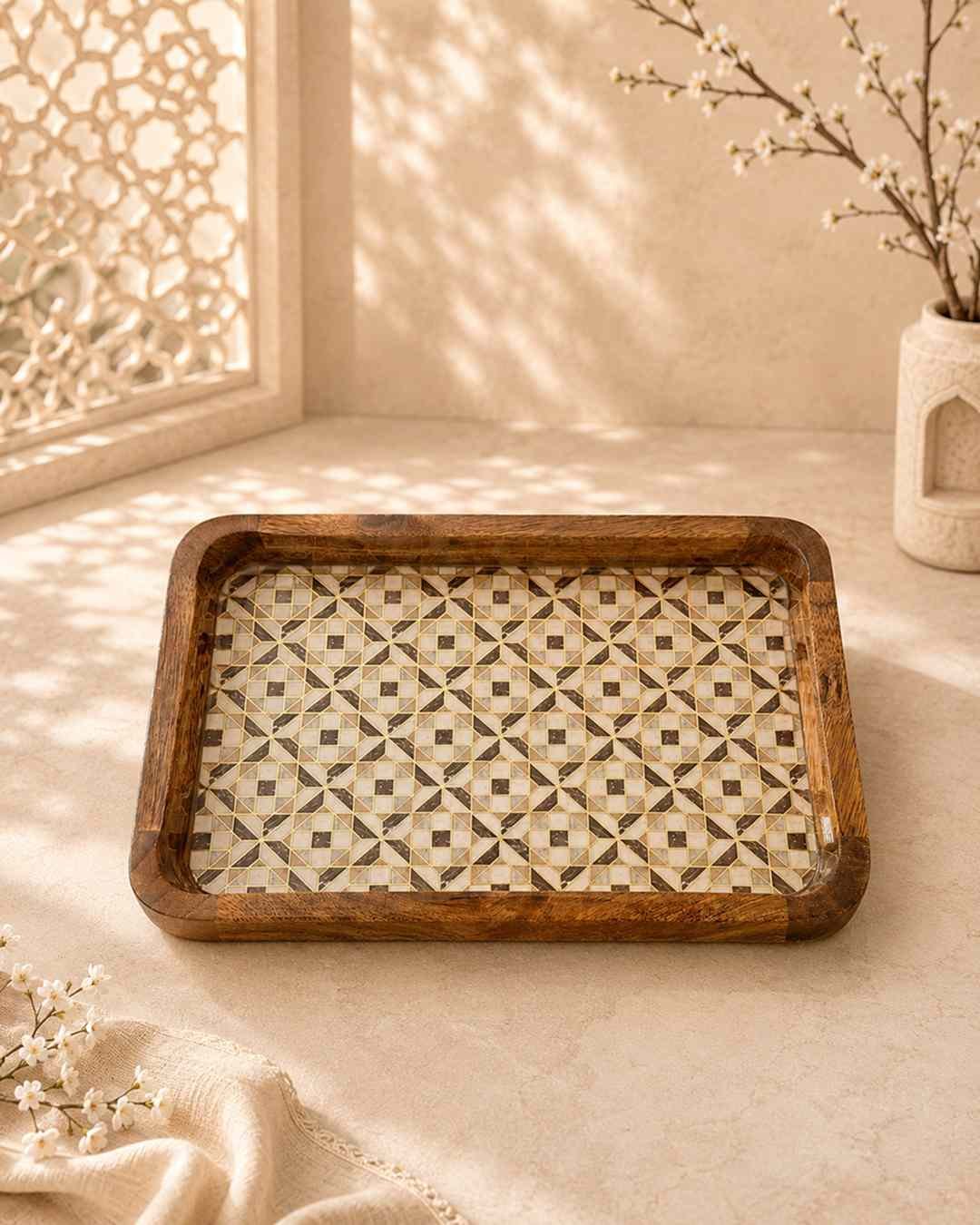 D1_1 Rectangular Wooden Tray for Snacks & Desserts - Image 3