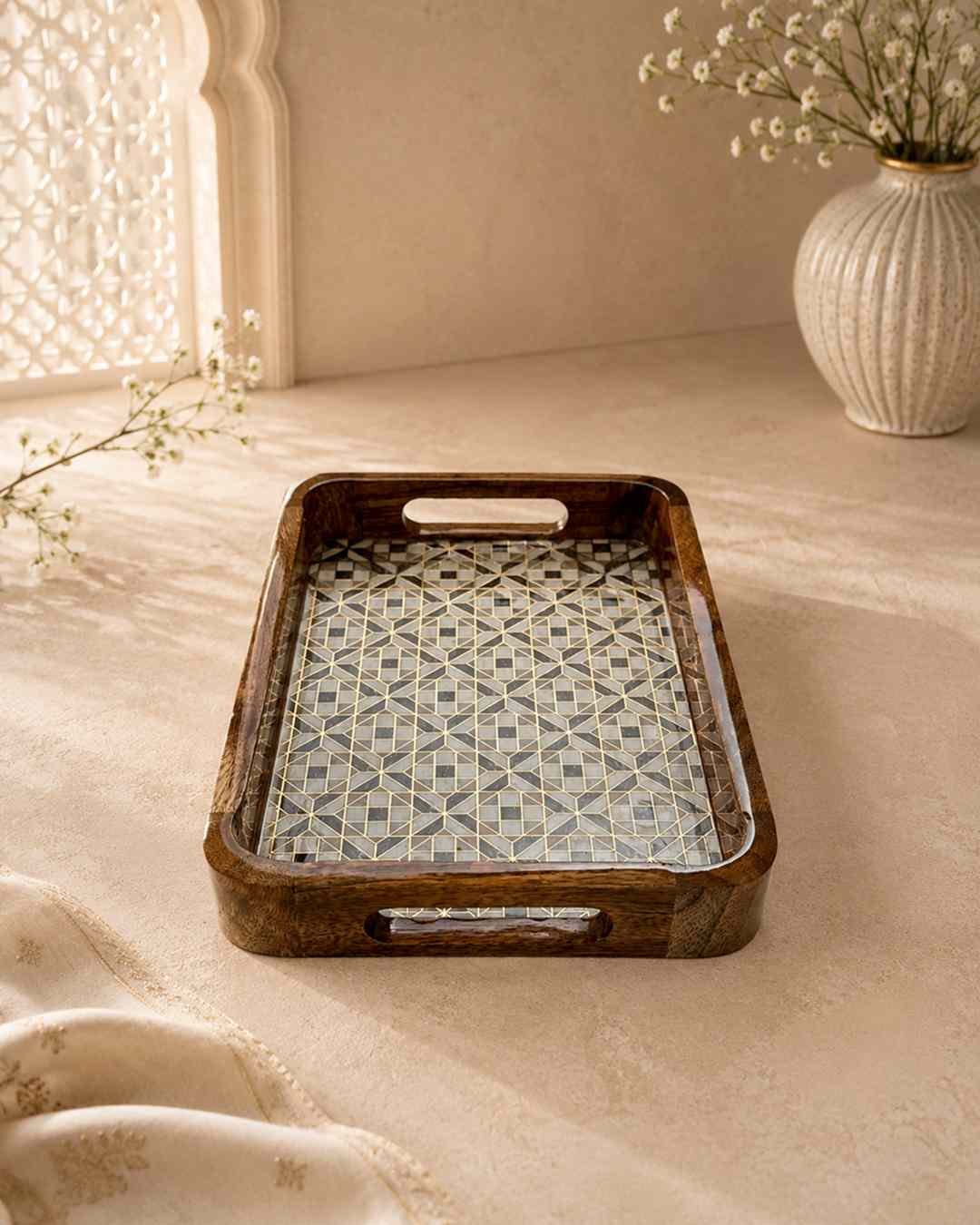 D1_2 Rectangular Wooden Tray for Snacks & Desserts - Image 2
