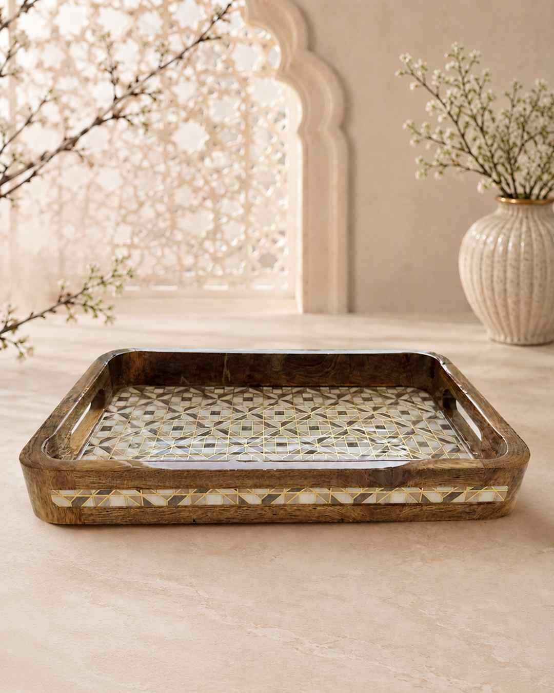 D1_3 Rectangular Wooden Tray for Snacks & Desserts - Image 1