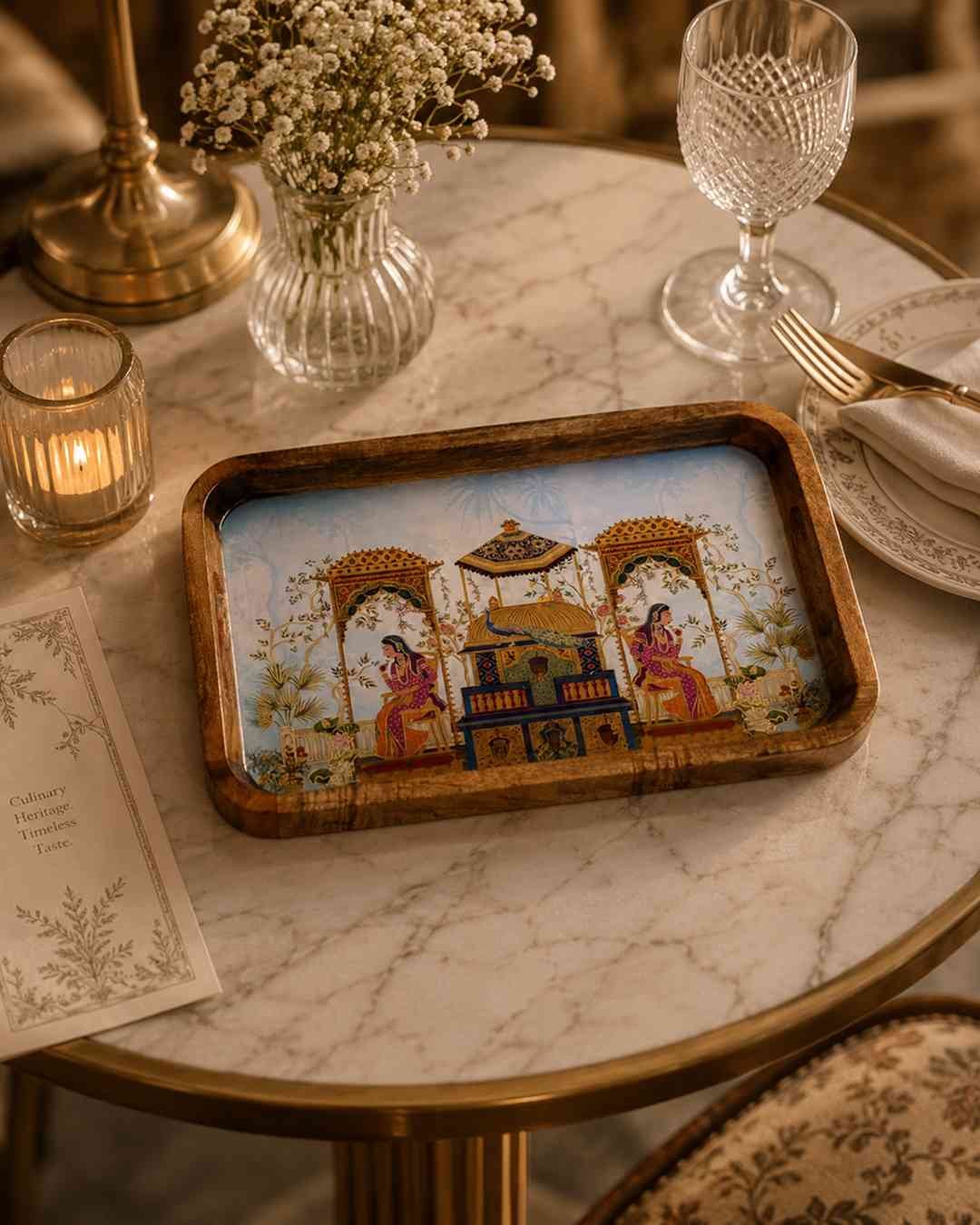 P11D1 4 Wooden Serving Tray Set of 3 for Snacks, Fruits, Desserts and Dining - Image 2