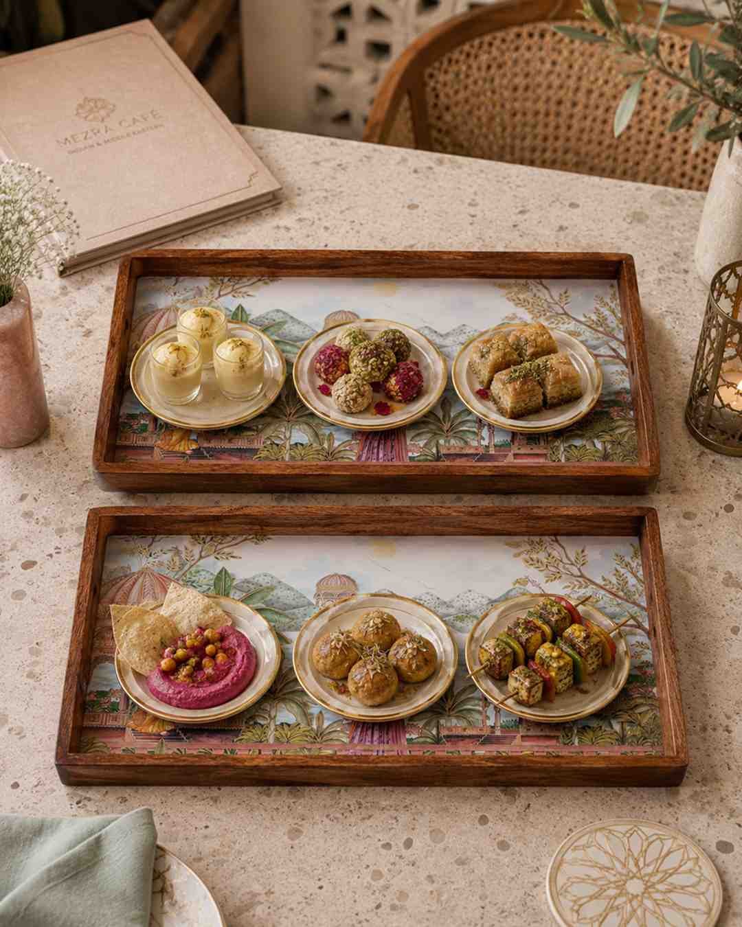 P6D1 3 Set of Two Rectangular Wooden Trays for Desserts & Appetizers - Image 3