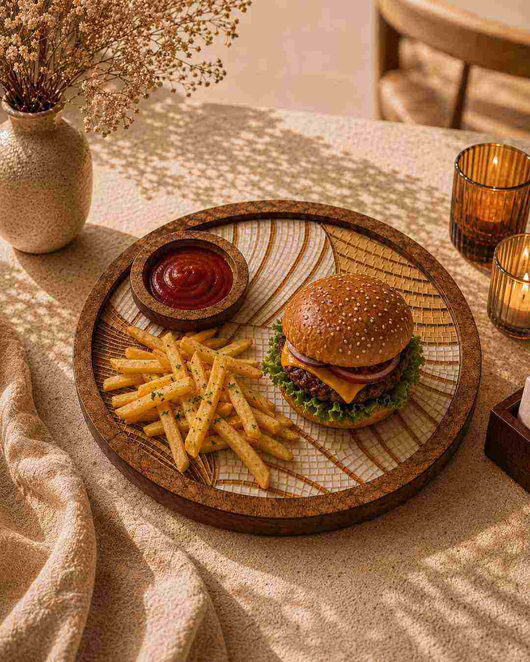 d1.1 Wooden Platter With Dip Bowl For Desserts & Appetizers - Image 4