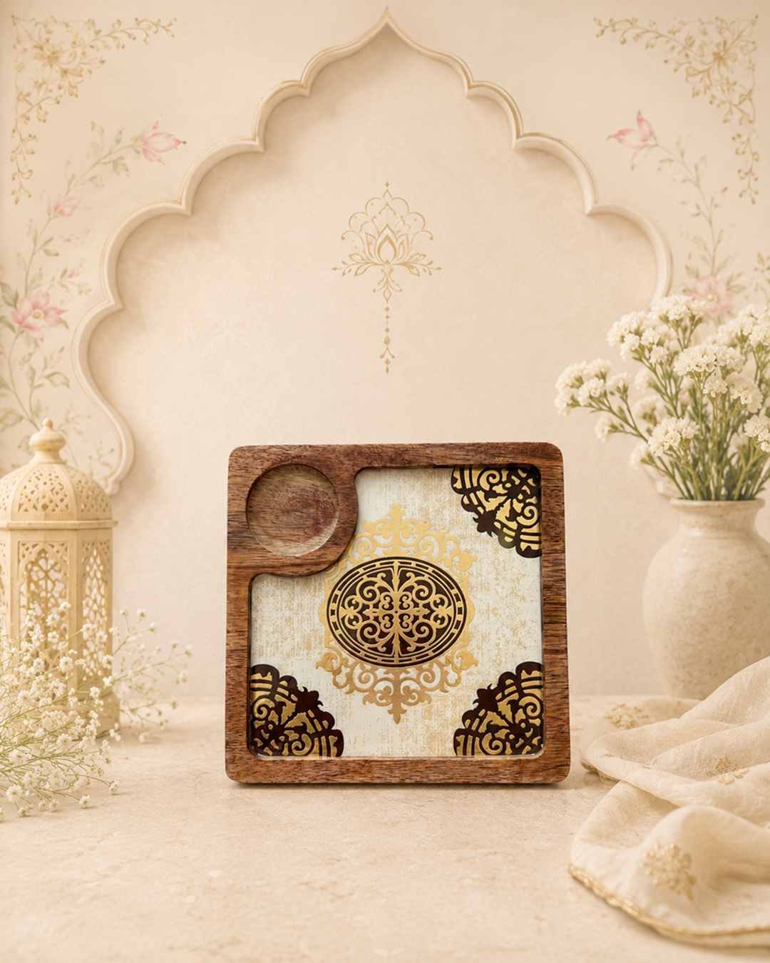d1_1 Wooden Serving Platter With Dip Bowl for Snacks, Fruits & Desserts - Image 3