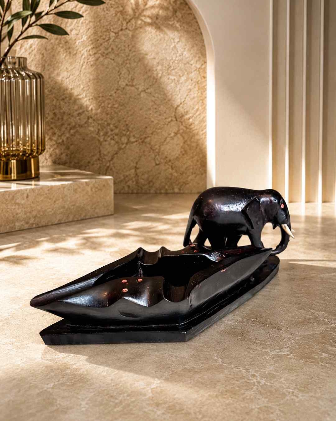 WB_P_3.1 Handcrafted African Elephant Wooden Ashtray - Image 4