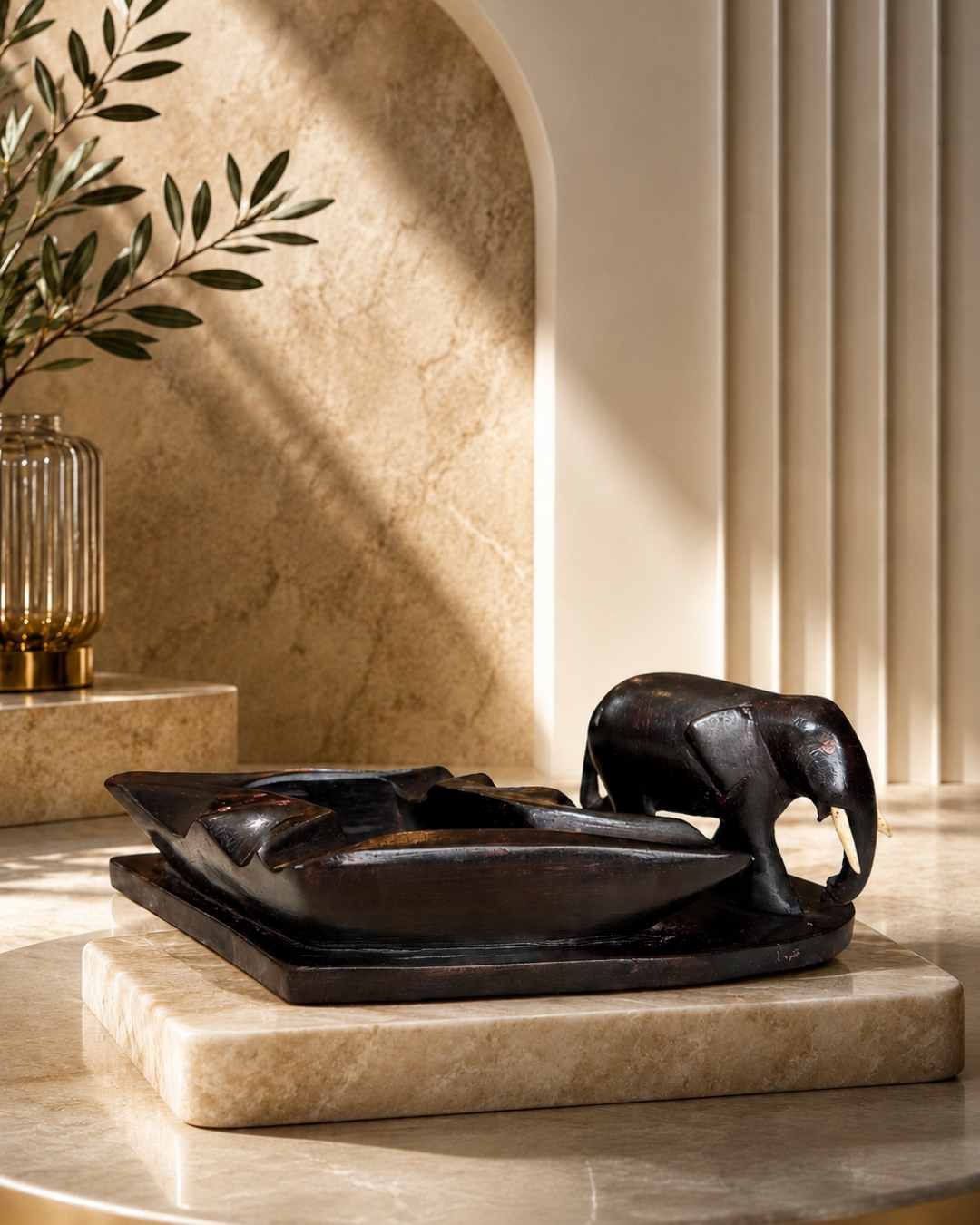 WB_P_3.2 Handcrafted African Elephant Wooden Ashtray - Image 3