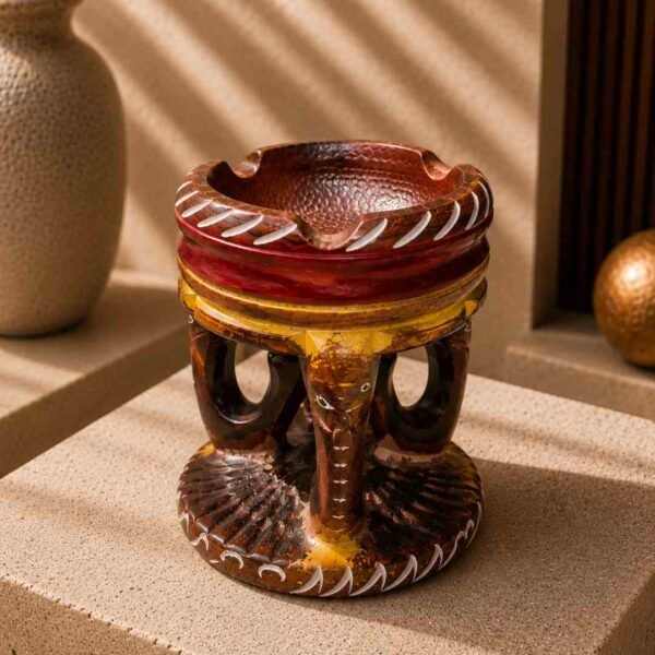 Handcrafted African Elephant Wooden Ashtray