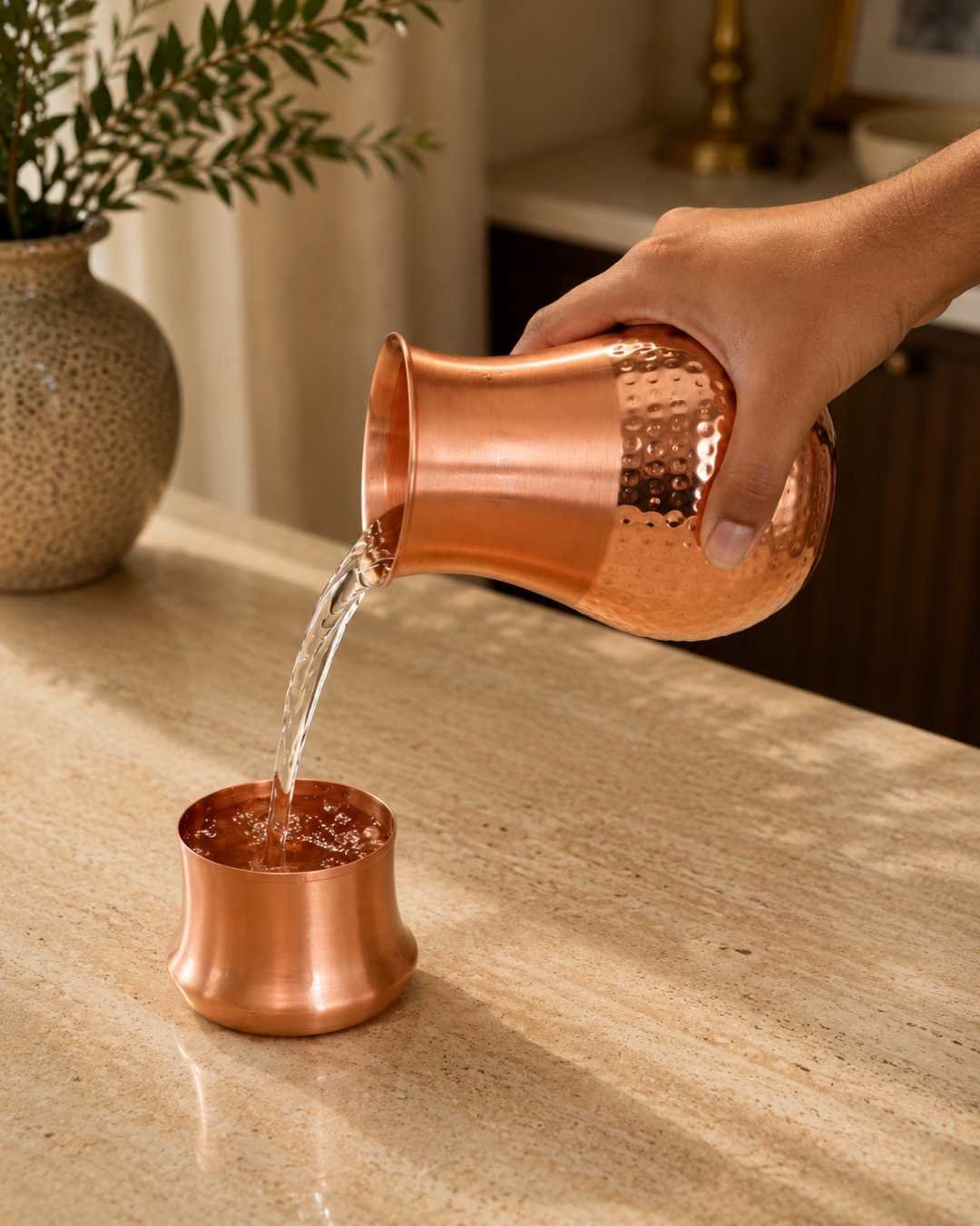 WB_P_21.2 Traditional Hammered Copper Water Bottle - Image 3