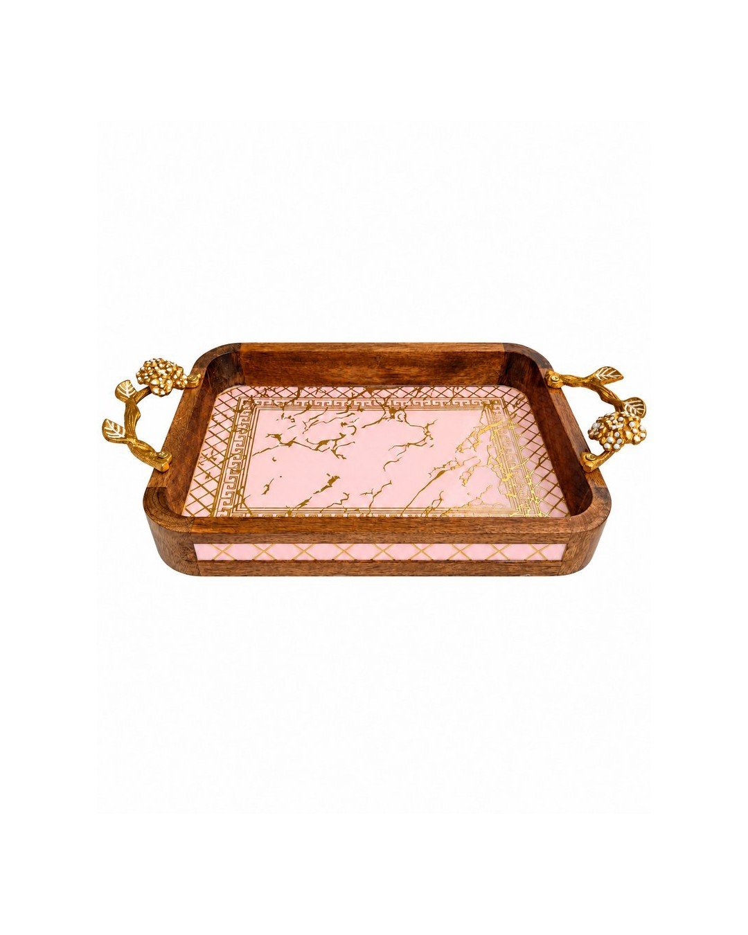 GBD262 Rectangular Wooden Serving Tray with Handles for Snacks, Desserts & Dining - Image 2
