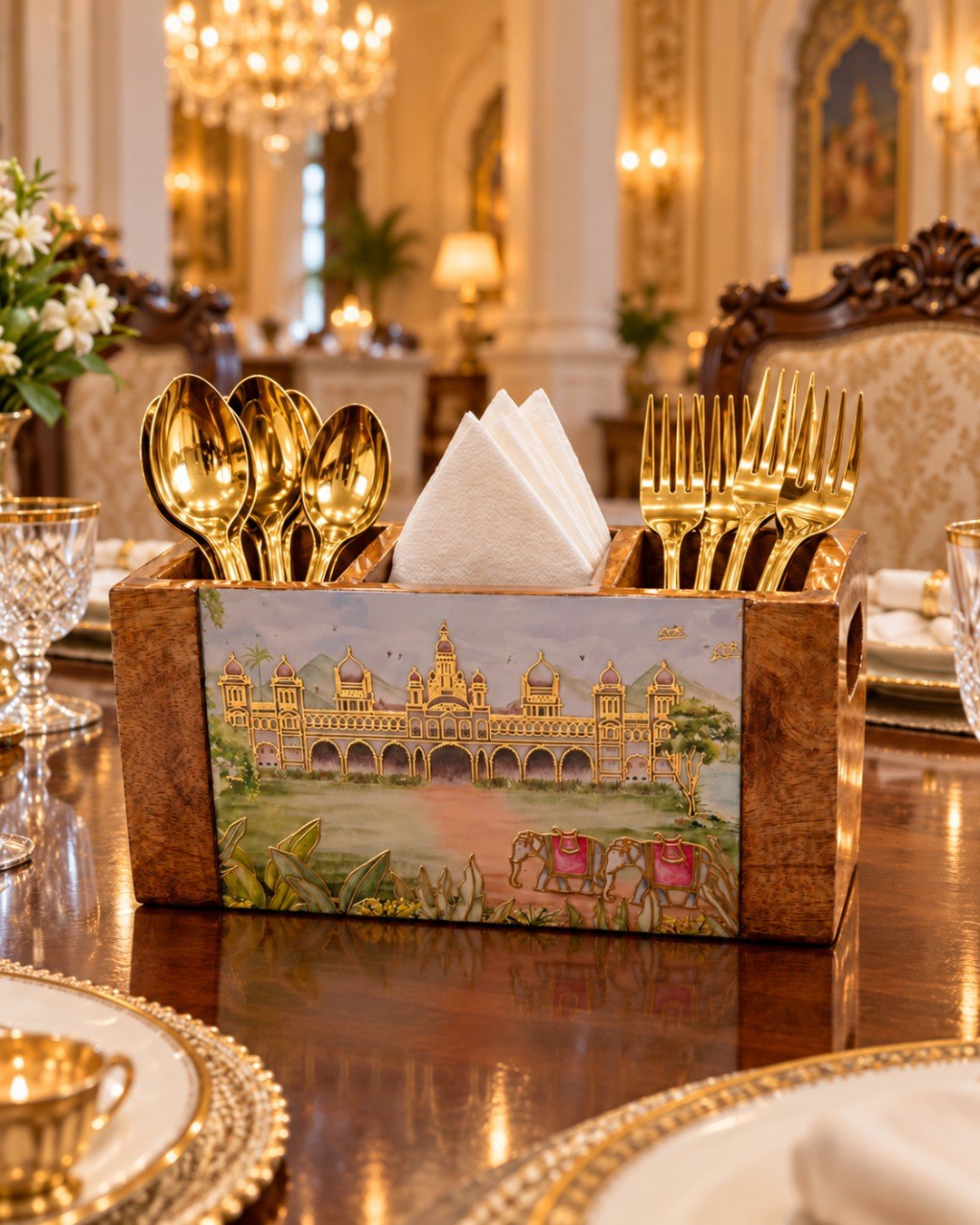 RPLD351 Wooden Cutlery & Napkin Holder - Image 1